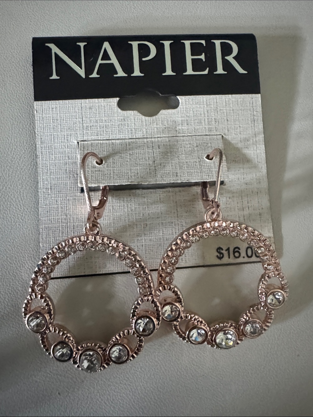 Napier Rose Gold Crystal Circle Drop Earrings
